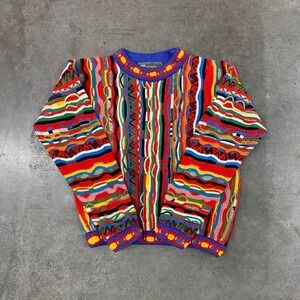 Tundra Vintage Coogi Style Multicolor 3D Knit Sweater Youth Large